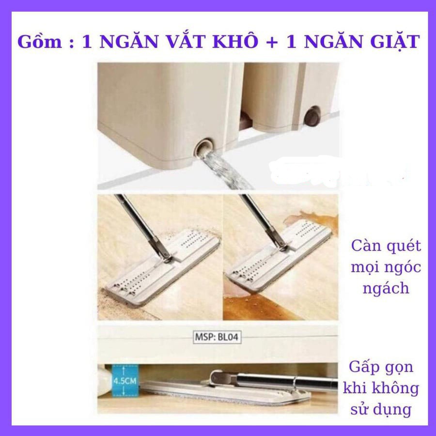 ❤️Loại To❤️ Bộ Chổi Lau Nhà Cây Lau Nhà Tự Vắt 360 Độ Chính Hãng Cao Cấp Tặng Kèm 2 Bông Lau