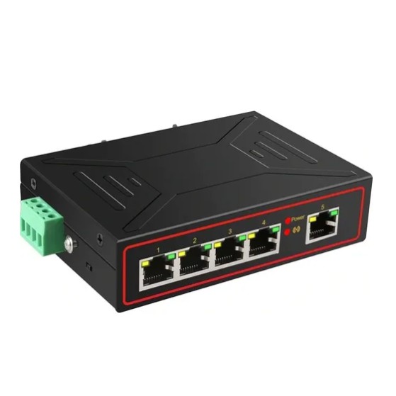 Switch chia 5 cổng mạng ethernet, bộ chia mạng gắn rail công nghiệp, chạy rất trâu và bền bỉ