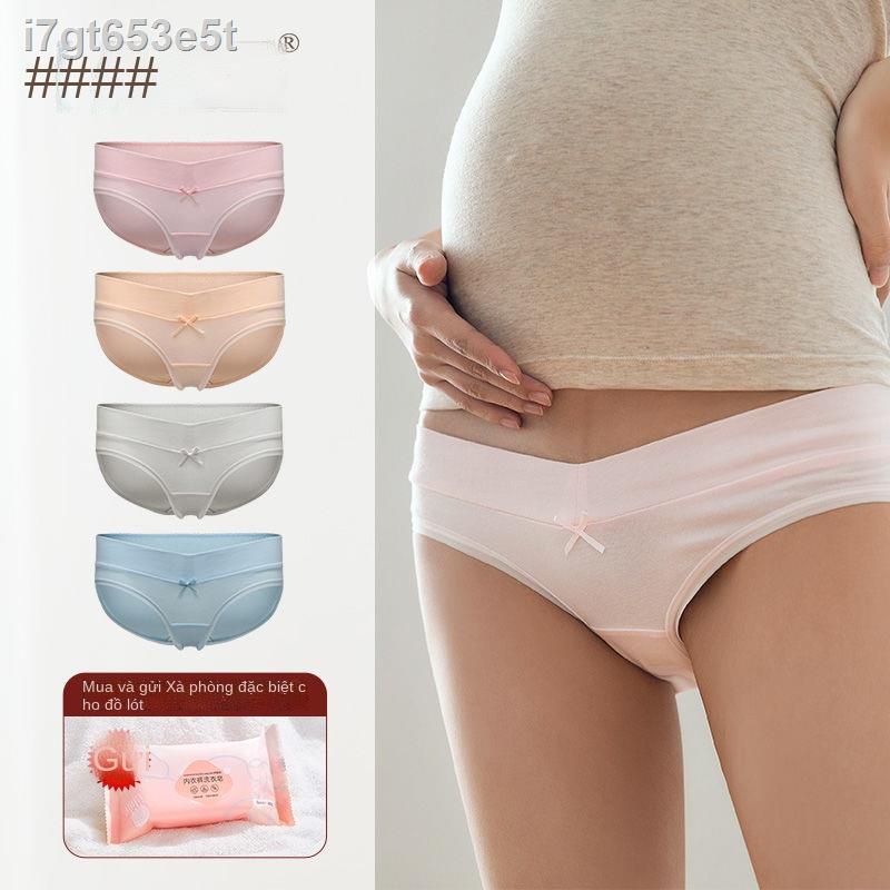 ✶♈✧Tháng 10 Kết tinh Quần lót dành cho Phụ nữ Mang thai Bông khiết Đầu thứ hai Ba cuối Vòng eo thấp của sớm 4 Điều