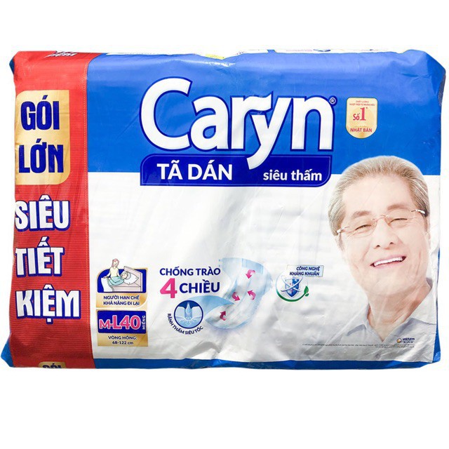 [GÓI SIÊU TIẾT KIỆM] Tã Bỉm Dán Người Lớn Caryn Siêu Thấm M40/M-L40 Miếng