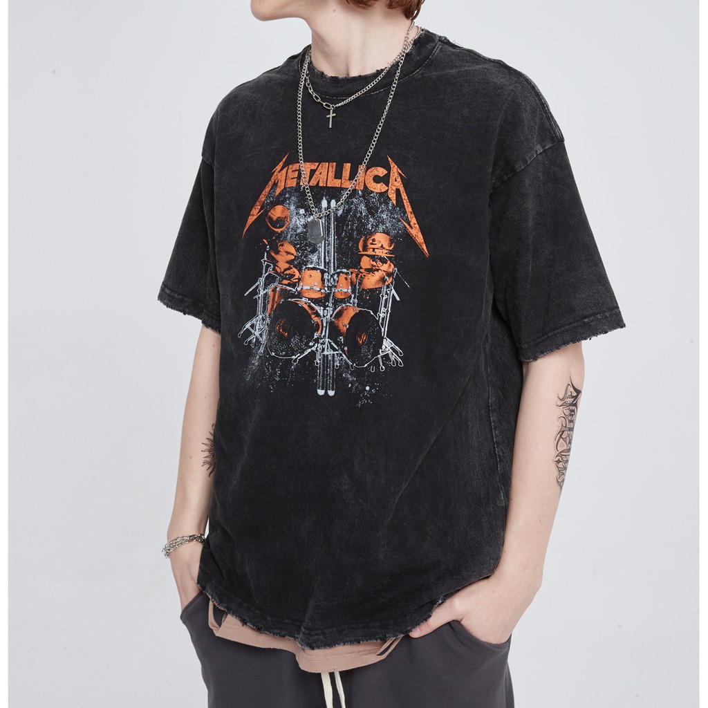 Áo thun Metallica nam nữ Unisex form rộng kiểu Vintage màu Wash xám đẹp, áo phông Hàn Quốc cho thế hệ Genz T8852 | BigBuy360 - bigbuy360.vn