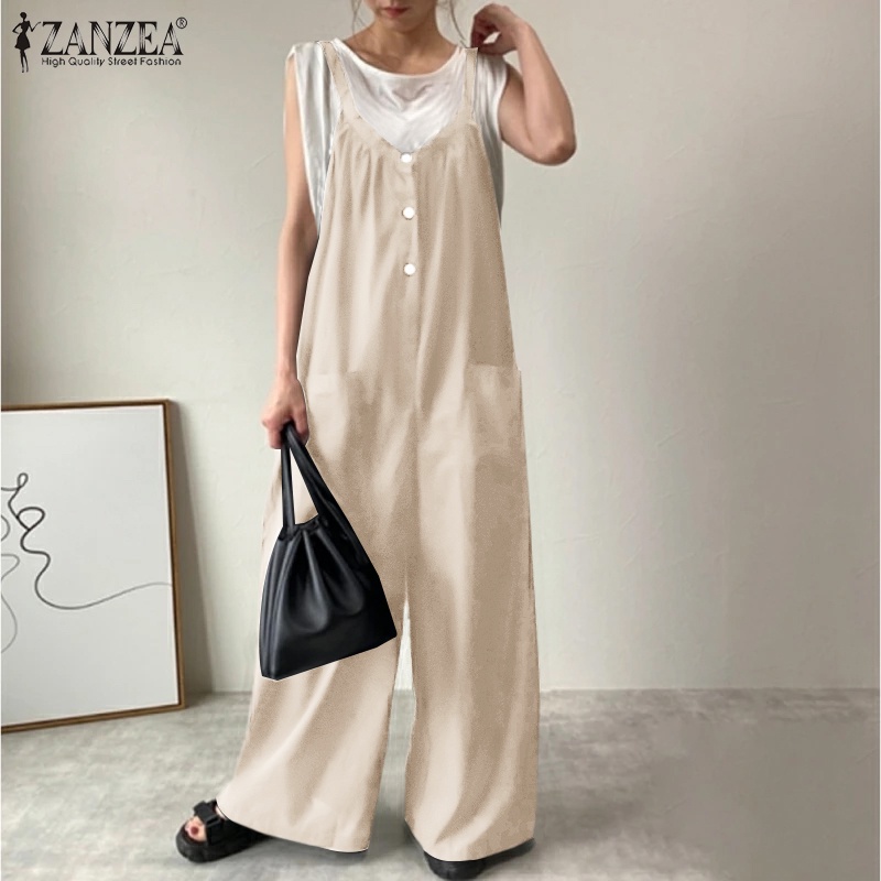 Quần yếm ZANZEA ống dài thời trang xinh xắn dành cho bạn nữ