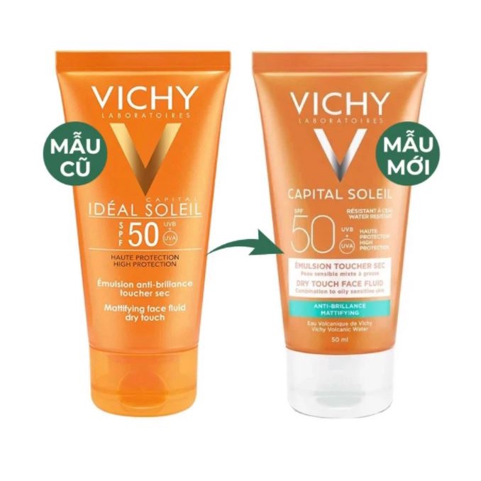 Kem Chống Nắng Cho Da Dầu, Không Nhờn Rít Vichy Ideal Soleil Mattifying Face Fluid Dry Touch SPF50+ 50ml