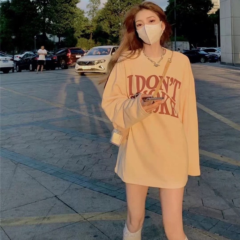 Áo Dài Tay Dont Smoke PEONYB Unisex [FREESHIP] Nỉ form rộng tay bồng màu be kiểu dáng dài oversize 3158 hàn quốc đẹp