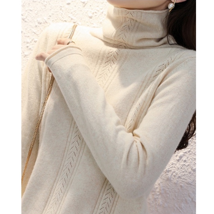 Áo sweater ZHELIHANGFEI tay dài cổ lọ dáng ôm thời trang năng động