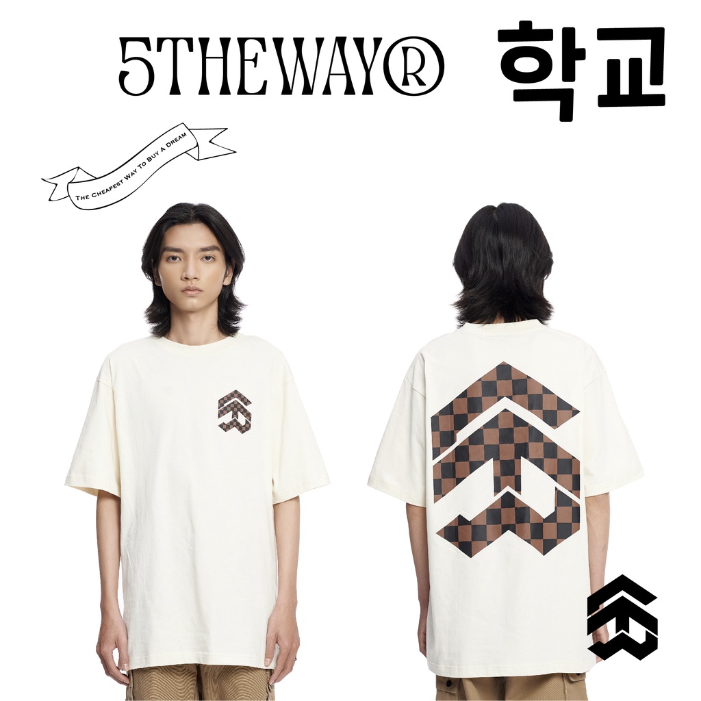 Áo thun tay ngắn họa tiết caro 5THEWAY /checkerboard/ NEW TEE