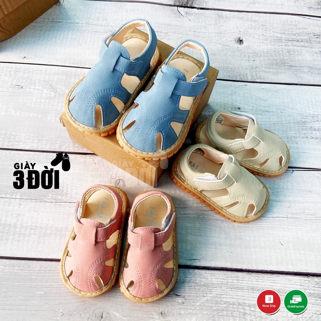 Sandal Giày Tập Đi Rọ Bé Trai Bé Gái Đế Êm Quai Mềm 3DG29 GIAY3DOI Lòng Dép 11.5-13.5 cm