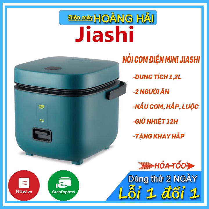 Nồi cơm điện mini JIASHI 1,2L tặng kèm khay hấp, dành cho 2 người ăn, thiết kế tiện dụng, bh 1 đổi 1