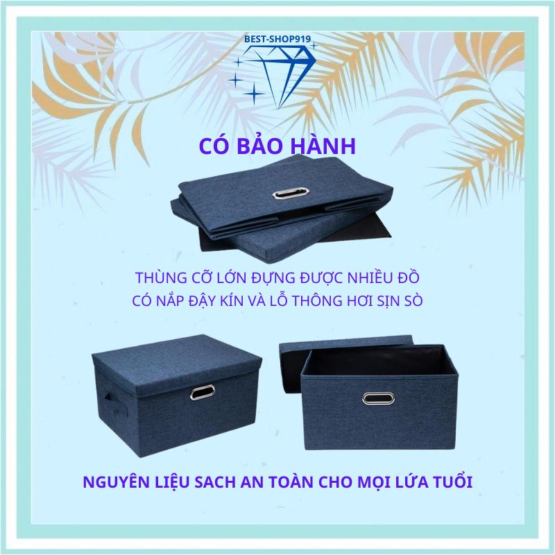 Thùng Vải Đựng Quần Áo Nam Nữ Giầy Dép Và Đồ Chơi Trẻ Em Có Nắp Đậy Bằng Vải oxford Cao Cấp Cỡ Lớn Mã MA Xuất Hàn