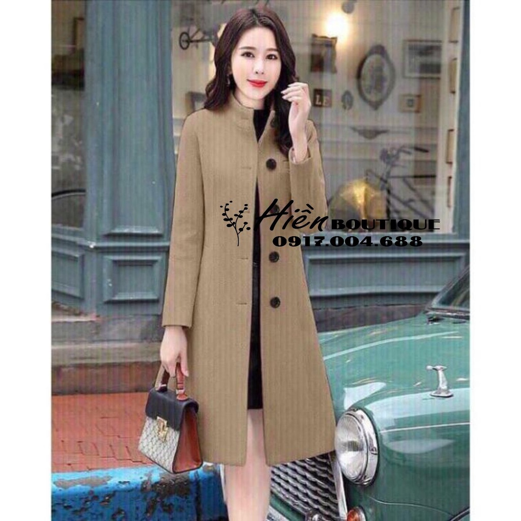 Áo Khoác Dạ Cổ Trụ - Áo Dạ Nữ Dáng Dài Cổ Đứng Túi Xéo Kèm Đai Cao Cấp ( Có ảnh cận chất vải)