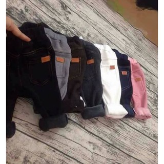 Quần jean nỉ lót lông màu đỏ