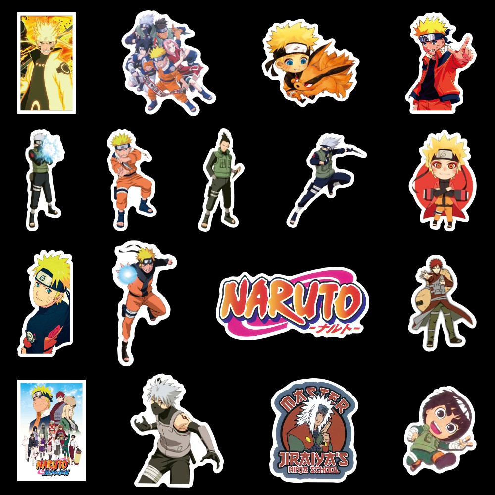 Bộ 50 Tấm Sticker Naruto Chống Thấm Nước Dán Nón Bảo Hiểm, Vali, Xe, Laptop