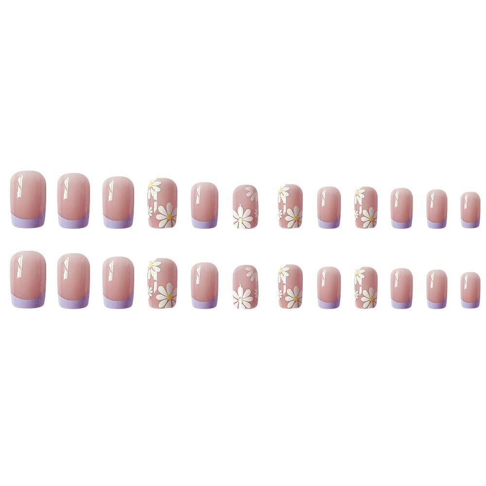 Bộ 24 Móng Tay Giả Trong Suốt Đính Đá Trái Tim Màu Xanh Dương Có Thể Tháo Rời Hóa Trang Halloween