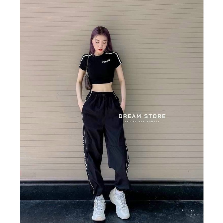 Sét Bộ Croptop Áo Borip Phối Quần Jogger Phong Cách Thể Thao bụi Bặm TTSLA0611