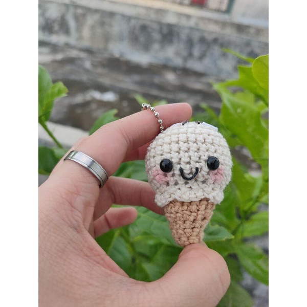 Móc Khóa Đan Móc Hình Cây Kem Hương Vị Vanilla | Móc Khóa Hình Cây Kem Vanilla