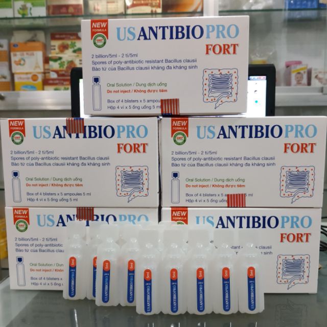 Usantibiopro Fort – Hỗ trợ cân bằng hệ vi sinh đường ruột, giảm rối loạn tiêu hóa (Hộp 20 ống)