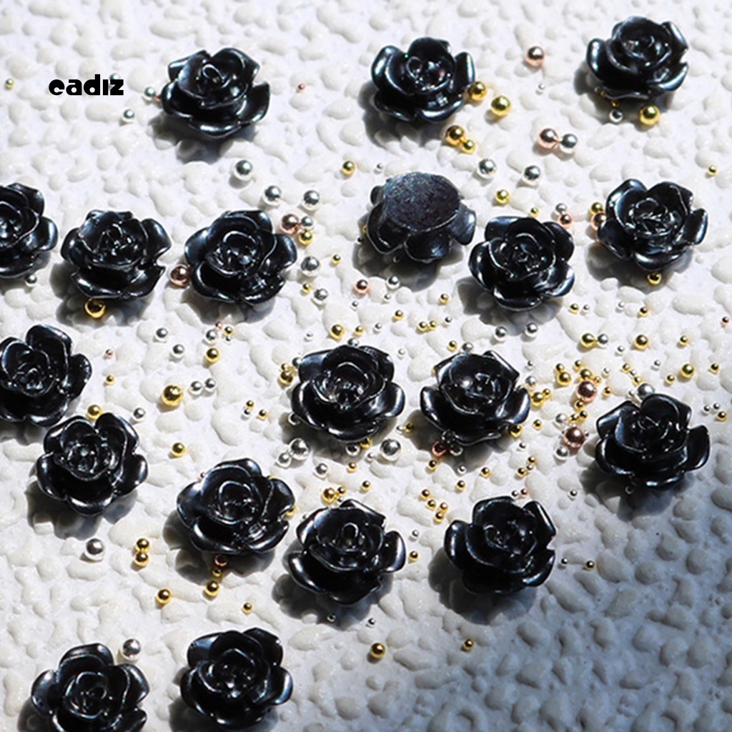 Hạt Nhựa Resin Đen Hình Hoa Trà Đính Móng Tay DIY