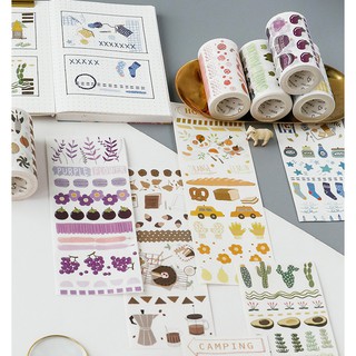 Băng dính trang trí Washi tape bản lớn chủ đề màu mắc WX003