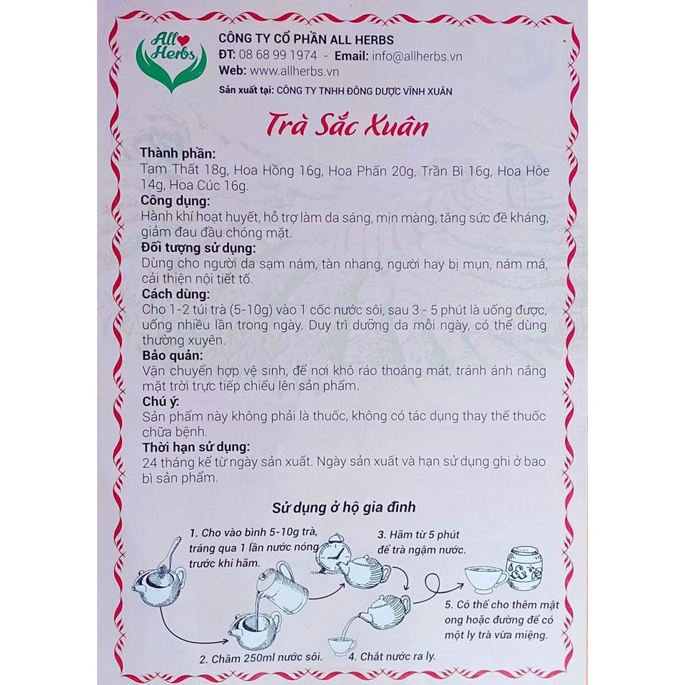 Trà Sắc Xuân Thảo Dược Thiên Nhiên All Herbs Dạng Túi Lọc 25gói x4g | BigBuy360 - bigbuy360.vn
