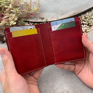 Ví nam da bò - đồ da thủ công - màu đỏ đô