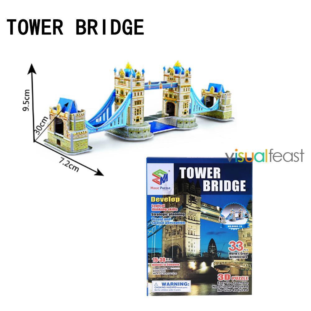 Đồ chơi ghép hình cầu tháp Luân Đôn 3D bằng giấy cho bé học tập