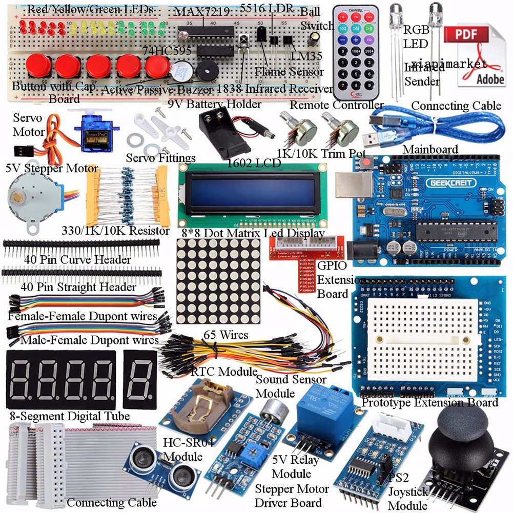 Bộ Bảng Mạch Điện Trở Động Cơ Servo Arduino 1602 Lcd Cho Uno R3