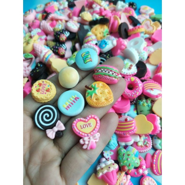 Set 100 charm/center hình kem, bánh siêu dễ thương dùng làm slime, dán ốp, phụ kiện,..