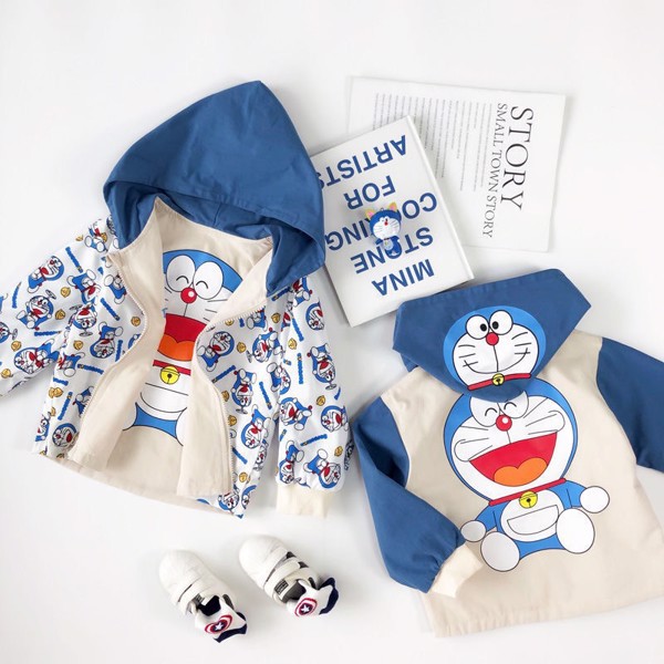 Áo khoác gió cho bé KIDPLANET Doraemon cho bé trai bé gái 4-10 tuổi thời trang trẻ em N00557