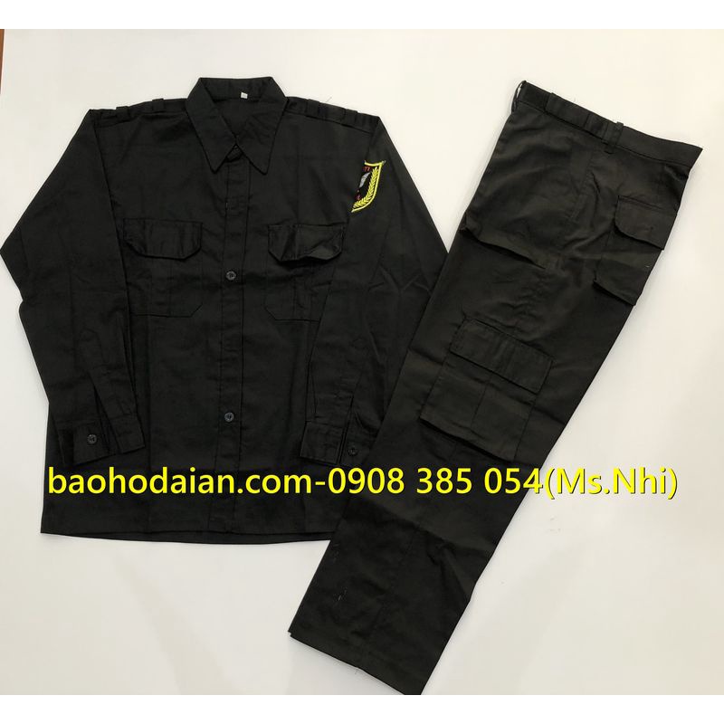 Quần áo vệ sĩ màu đen vải kaki 65/35 thoáng mát