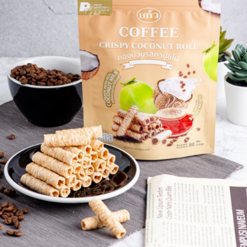 Bánh Kẹo Ăn Vặt Cuộn Dừa Thái Lan Kaew Vị Cà Phê Đậm Đà