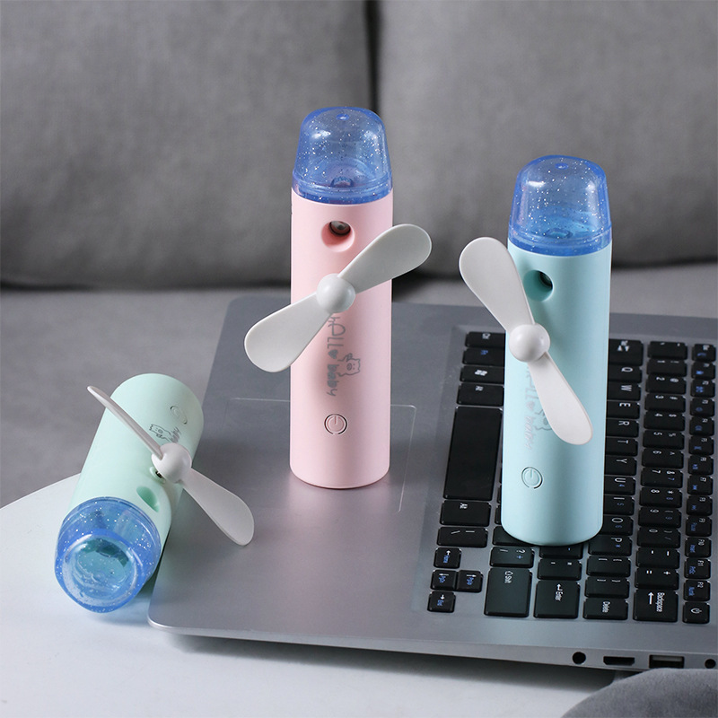 New Handheld Spray Fan Creative USB Light Charging Portable Humidifier Water Supply Fan Electric Fan