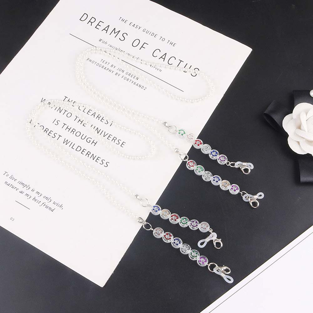 Dây đeo mắt kính xỏ hạt mặt cười bằng nhựa resin nhiều màu sắc