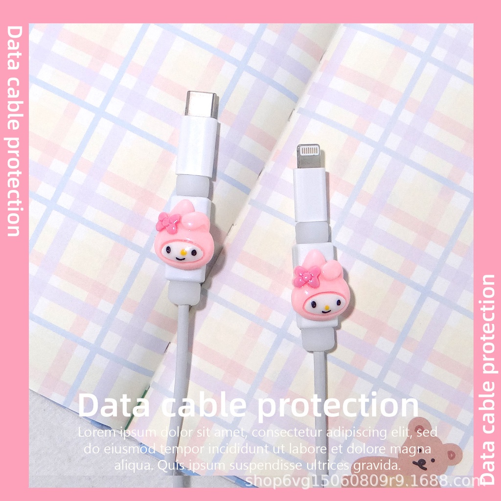 2 Phụ kiện bảo vệ đầu dây cáp hình hoạt hình dễ thương thích hợp cho Phone Pad type c