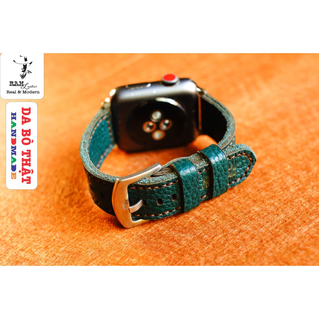 Dây đồng hồ da bò thật mill hạt xanh rêu Ram classic 1984 mới - RAM Leather