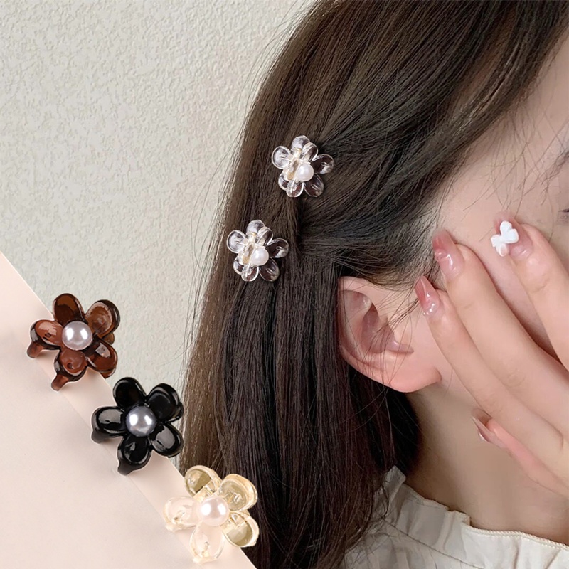 Kẹp Tóc Càng Cua Mini Đính Ngọc Trai Nhân Tạo Dễ Thương Cho Nữ