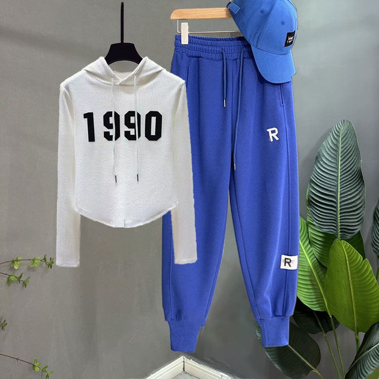 . Set Áo Hoodie Dài Tay + Quần Ống Rộng Lưng Cao Thời Trang Dành Cho Nữ