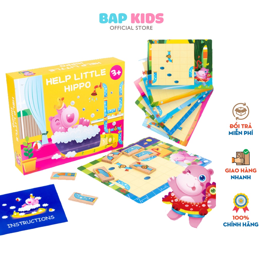 Đồ chơi BAPKIDS Bộ Xếp Hình Tư Duy Lắp Ghép Dẫn Đường Ông Nước Tắm Cho Hà Mã