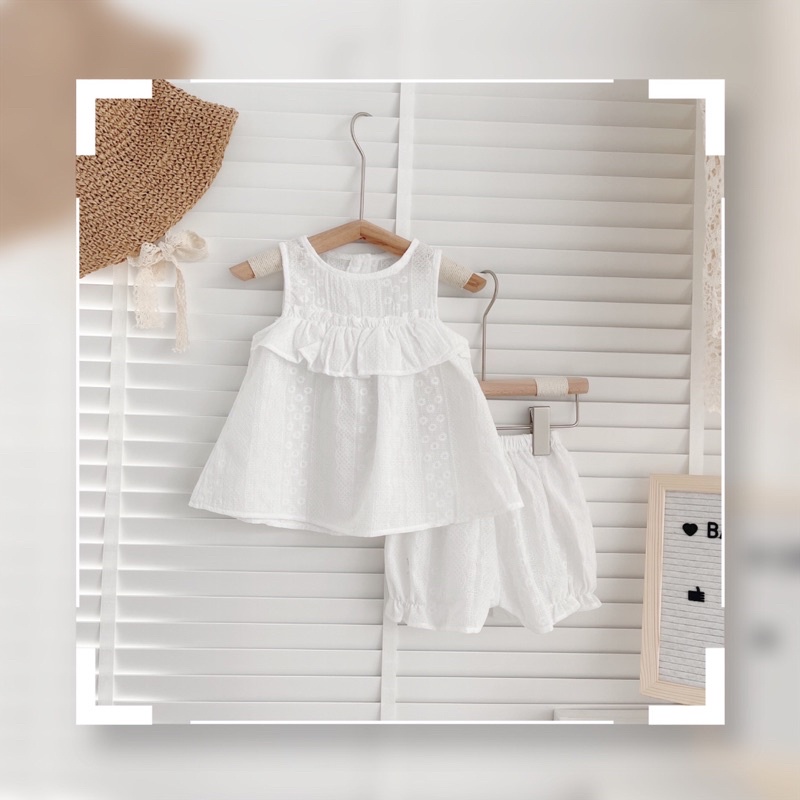 Bộ hè ba lỗ thô boi mềm cho bé gái 8-21 kg (6 tháng -6 tuổi)