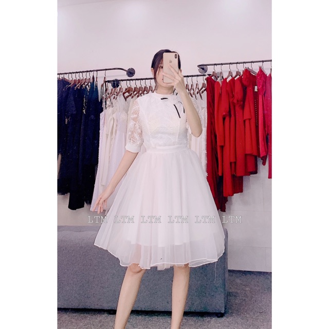 ANNIE DRESS - Đầm thiết kế công chúa -  Đầm xòe ren lông vũ