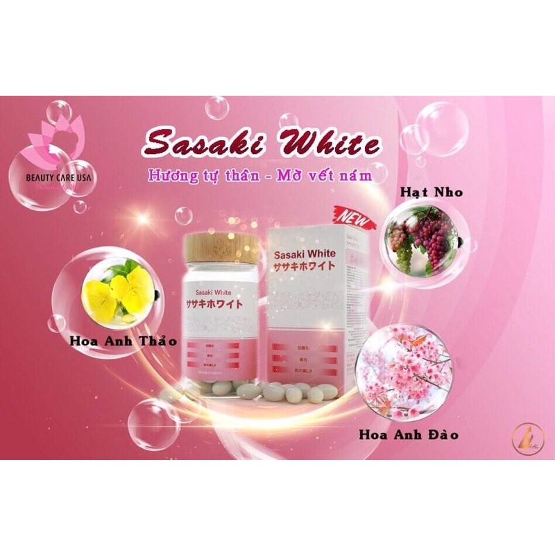 Sasaki white (Cerepron F, Glutathione, hoa anh đào, hạt nho, dùng cho cả nam và nữ, giảm nếp nhăn, tạo hương thơm cơ thể