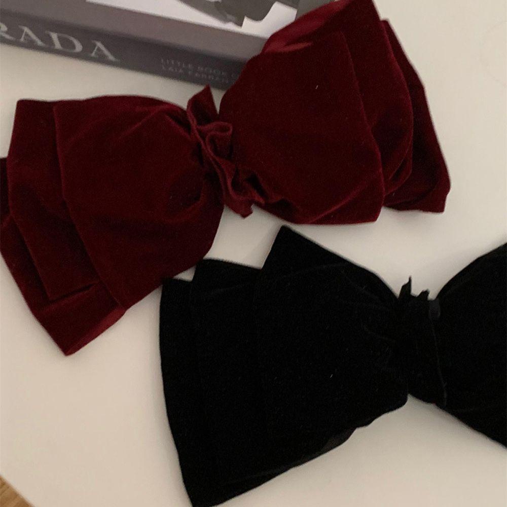 Kẹp Tóc Hình Nơ Bằng Nhung Màu Sắc Thanh Lịch Dành Cho Nữ