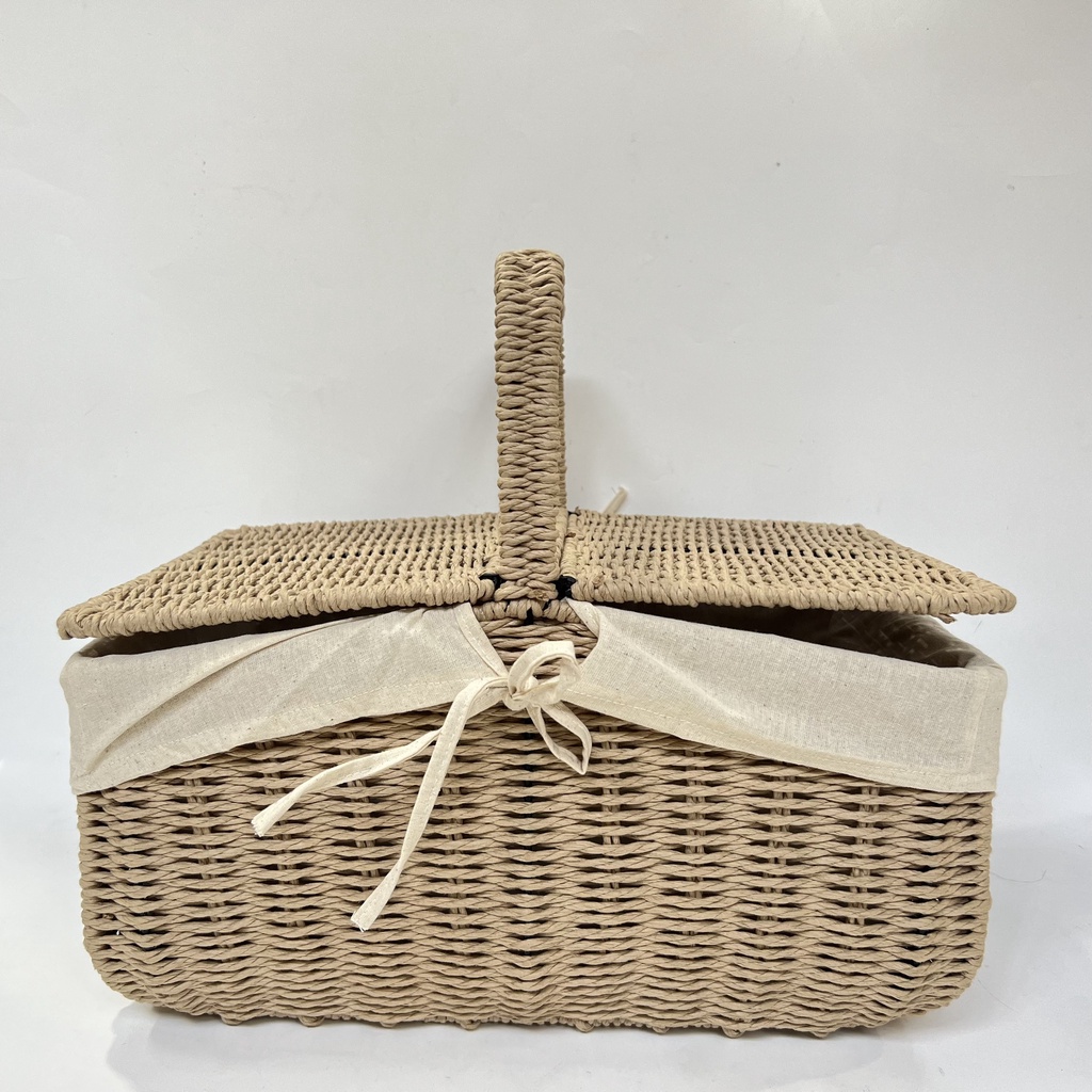 Giỏ picnic có nắp đi dã ngoại đựng đồ bỉm sửa, đồ dùng trong gia đình có lót
