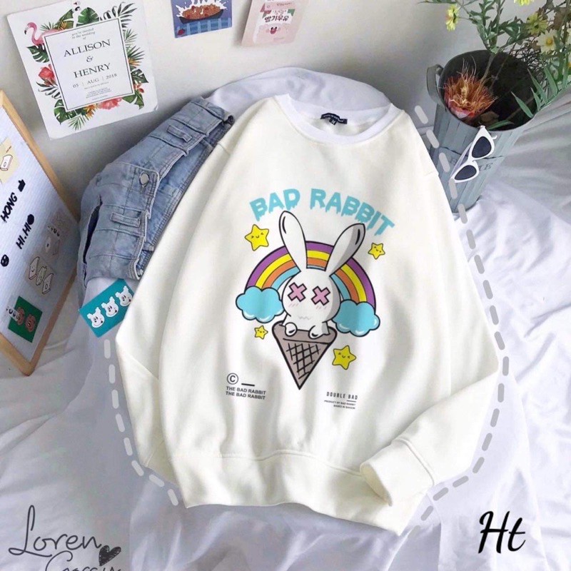 Áo nỉ cổ tròn BAD HT11 , áo thun nữ, á thun nam nữ, sét bộ mặc ở nhà, áo mùa đông , áo len, áo len nữ - FANNI MODY