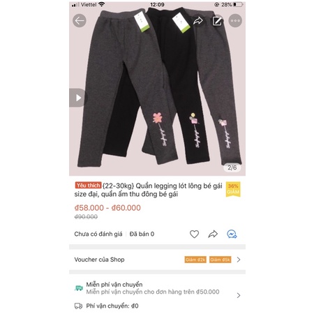 {20-30kg} Quần dài lót lông dày ấm cho bé gái size đại