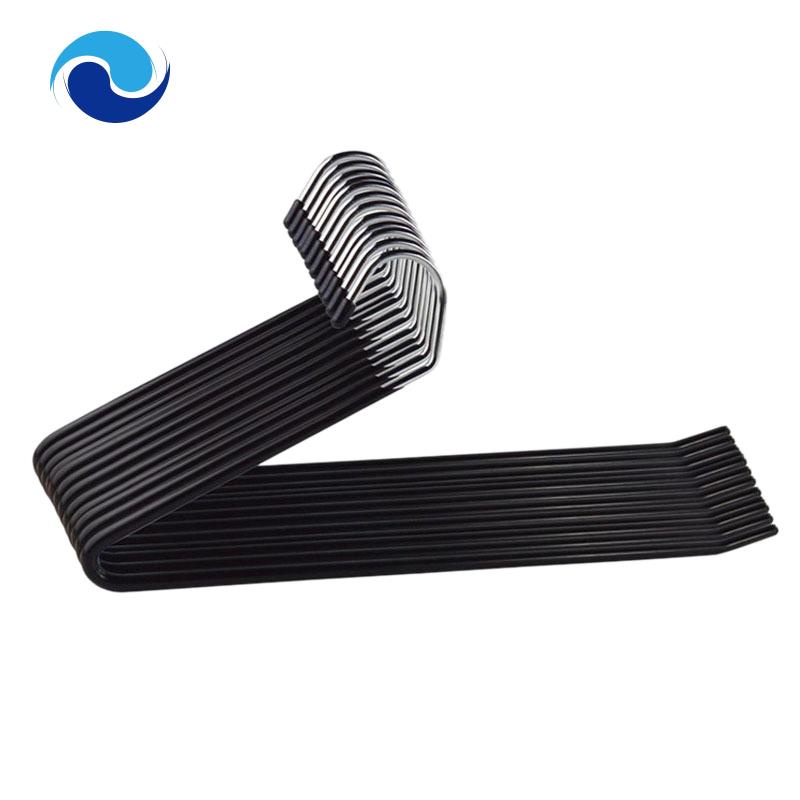 Set 10 móc treo quần dài bằng kim loại màu đen chống trượt tiện lợi cho gia đình