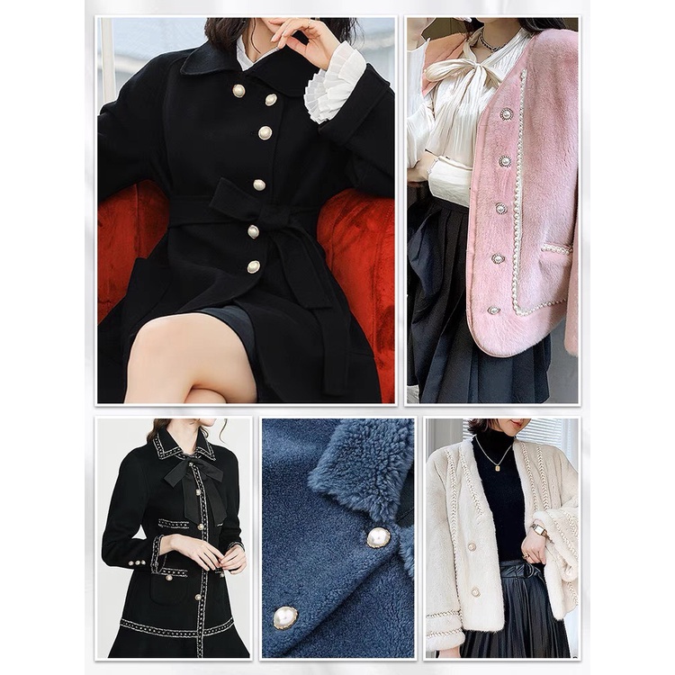 Nút cúc khuy kim loại ngọc trai nhân tạo cao cấp cho áo khoác dạ tweed nhiều kích cỡ 1cm, 1,5cm, 1,8cm, 2,1cm, 2,5cm