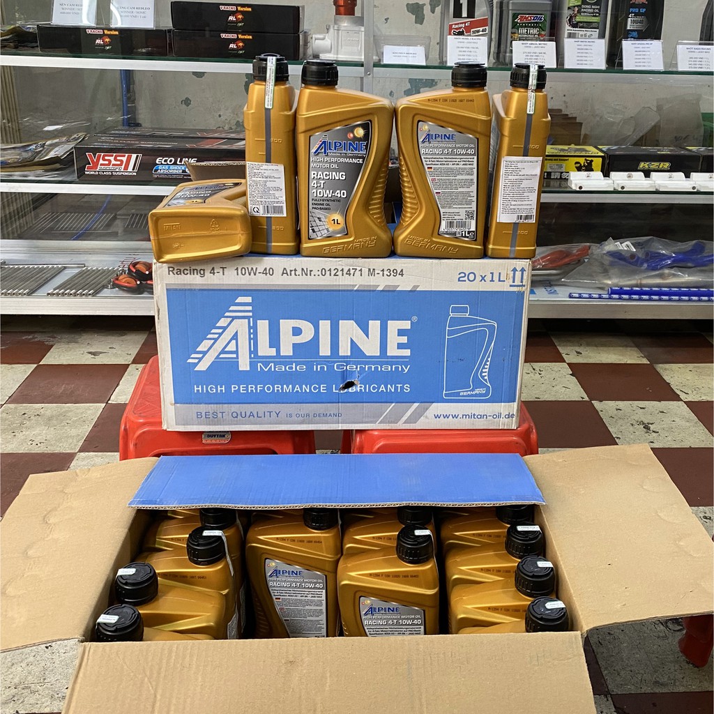 [270K / 1L] NHỚT ALPINE RACING, 10W40, JASO MA2, 100% TỔNG HỢP