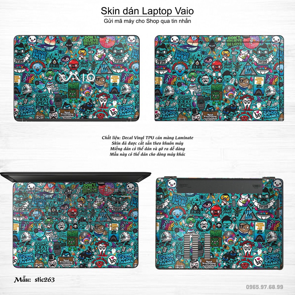 Skin dán Laptop Sony Vaio in hình sticker bomb _nhiều mẫu 2 (inbox mã máy cho Shop)