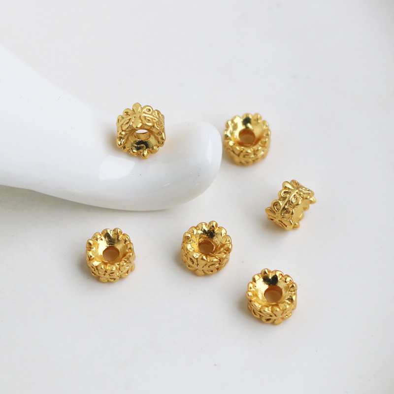 Chuỗi Hạt Xỏ Vòng Tay/Dây Chuyền diy 18k Họa Tiết Vòng Hoa Lỗ Lớn Cổ Điển