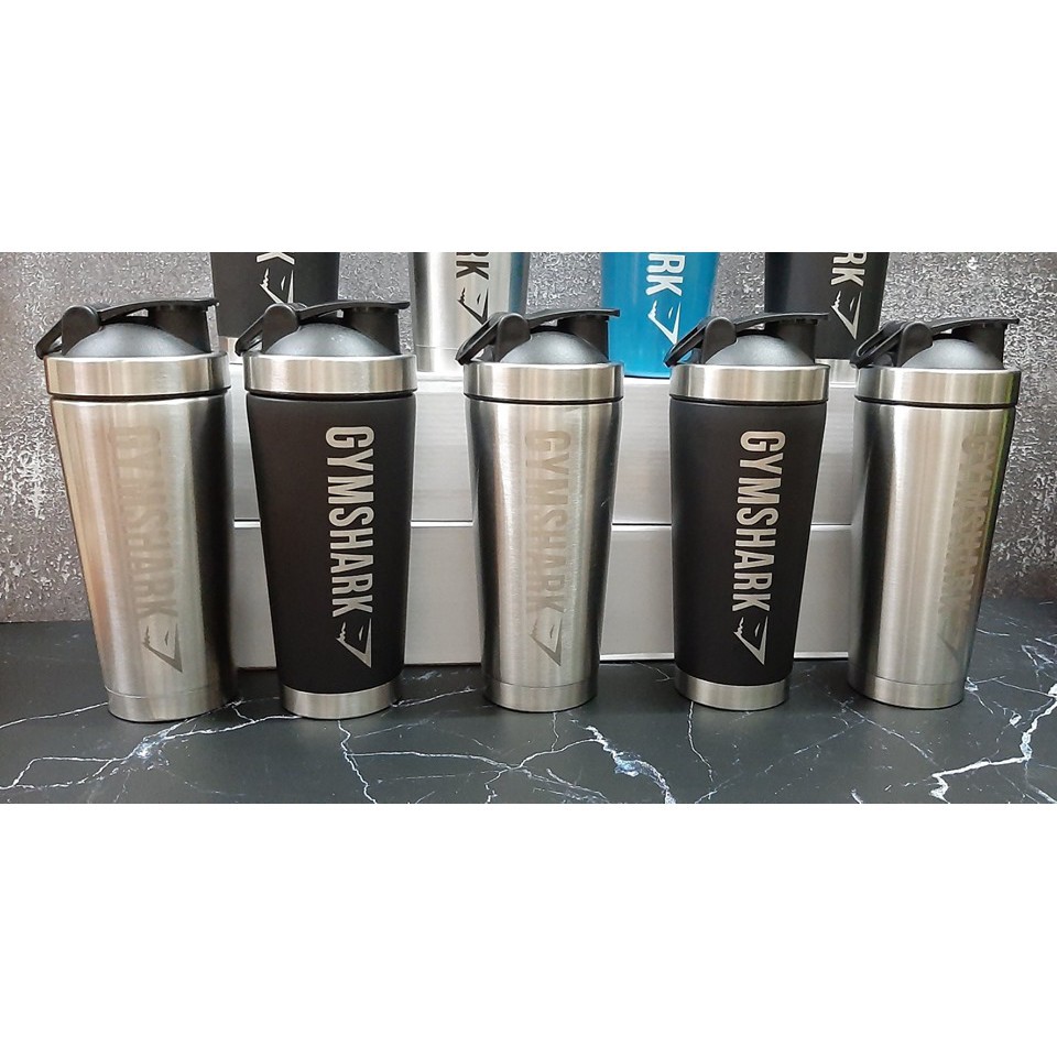 Bình Lắc Shaker Tập Gym - Chai Nước Inox Gym Shark Giữ Nhiệt